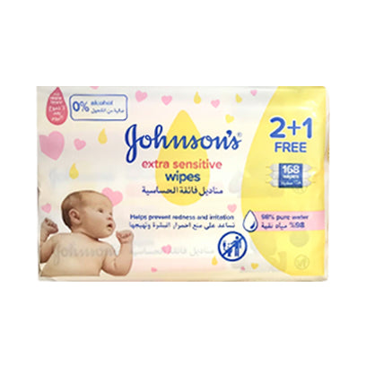 Johnson's Baby Sensitive Wipes Bundle - 168 Wipes - Medaid