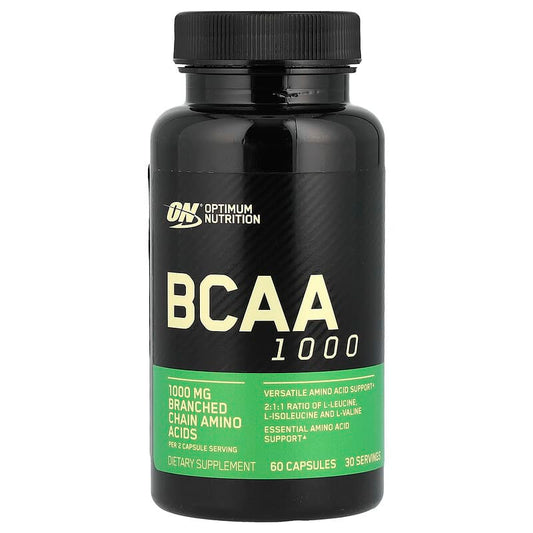 Optimum Nutrition, BCAA 1000, 1,000 mg, 60 Capsules (500 mg per Capsule) - Medaid International