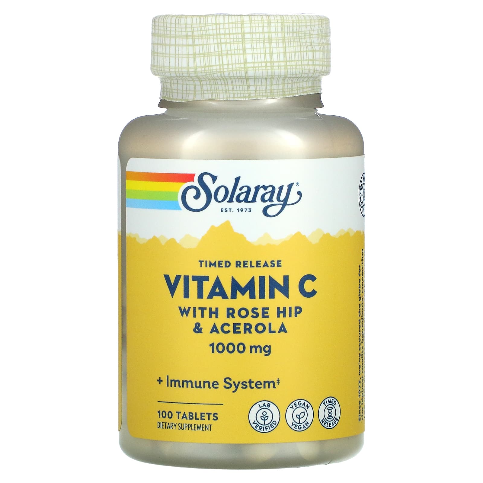 Solaray, Timed Release Vitamin C with Rose Hip & Acerola, 1,000 mg, 100 Tablets - Medaid International