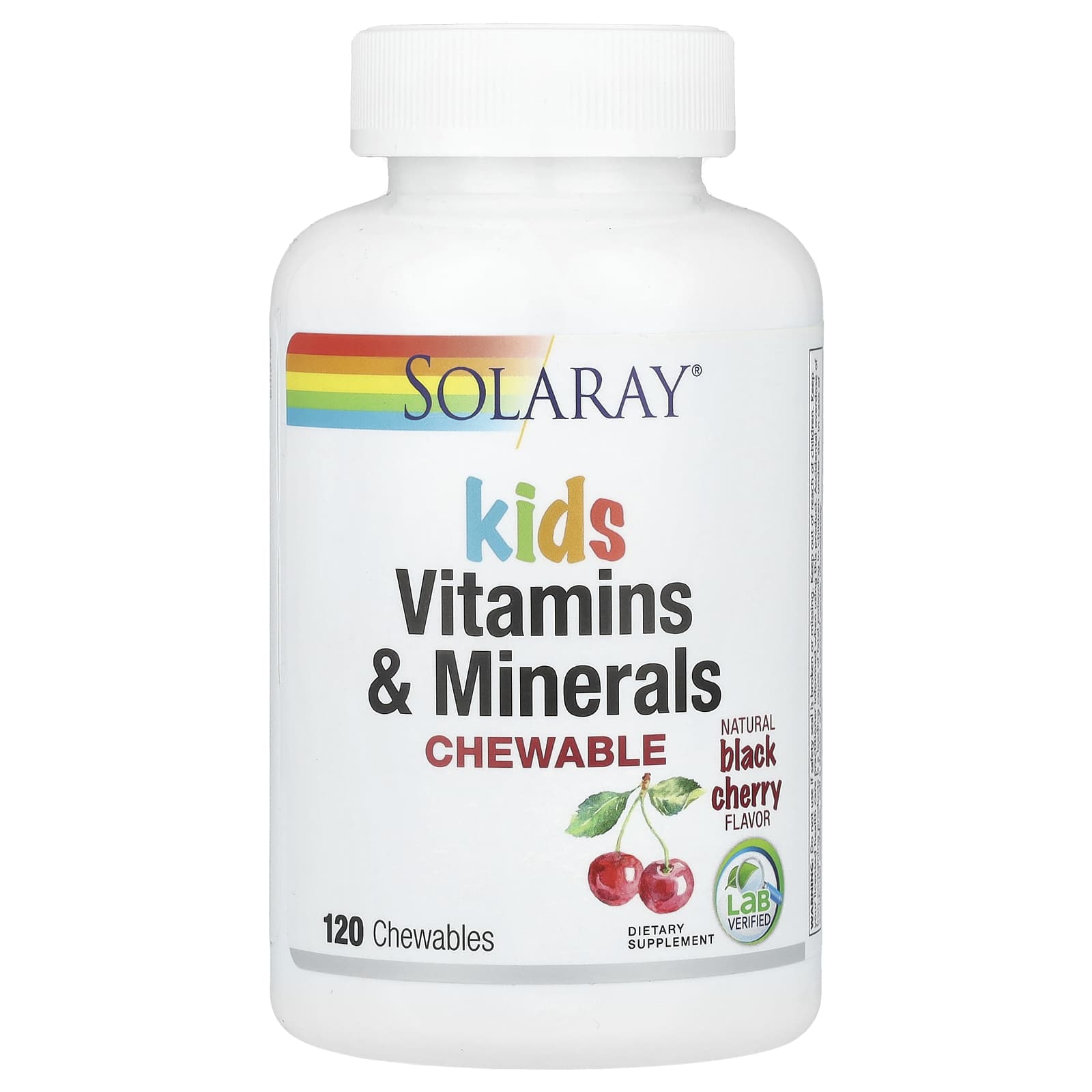 Solaray, Kids Vitamins & Minerals Chewable, Natural Black Cherry, 120 Chewables - Medaid International