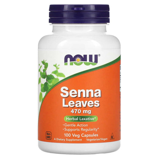 NOW Foods, Senna Leaves, 470 mg, 100 Veg Capsules - Medaid International