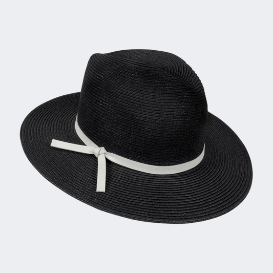 Stamion Fedora Ribbon Leather Strap Men Beach Hat Black/Light Grey - Medaid International