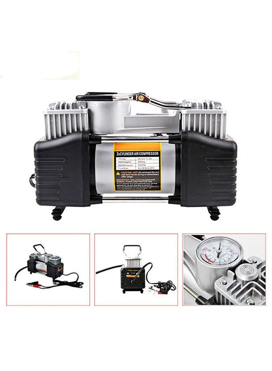 Portable Air Compressor Pump Tire Inflator with Digital Gauge, Heavy Duty Double Cylinder 12V Tire Pump 150 PSI with Tire Repair Kit - Medaid International