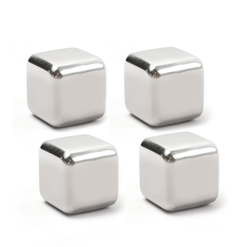 4 Pieces Reusable Stainless Steel Ice Cubes Chilling Stones Fast Cooler for Drink Whiskey Vodka Wine - Medaid International