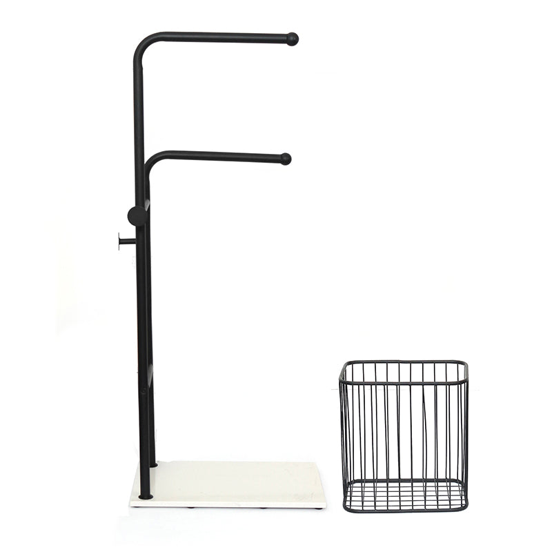 120 CM Freestanding Metal Towel Rack with Stable Marble Base and Removable Laundry Basket Space Saving Towel Organizer and Hanger Stand for Bathroom - Medaid - Lebanon