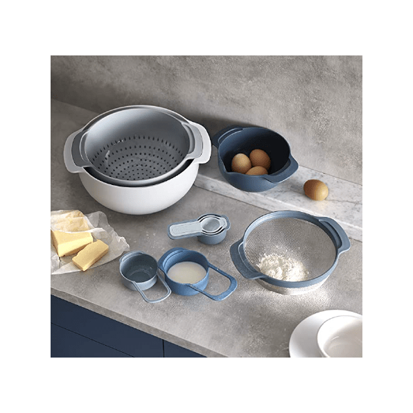 Joseph Joseph 9 Nesting Set with Mixing Bowls Measuring Cups Sieve Colander - Medaid International
