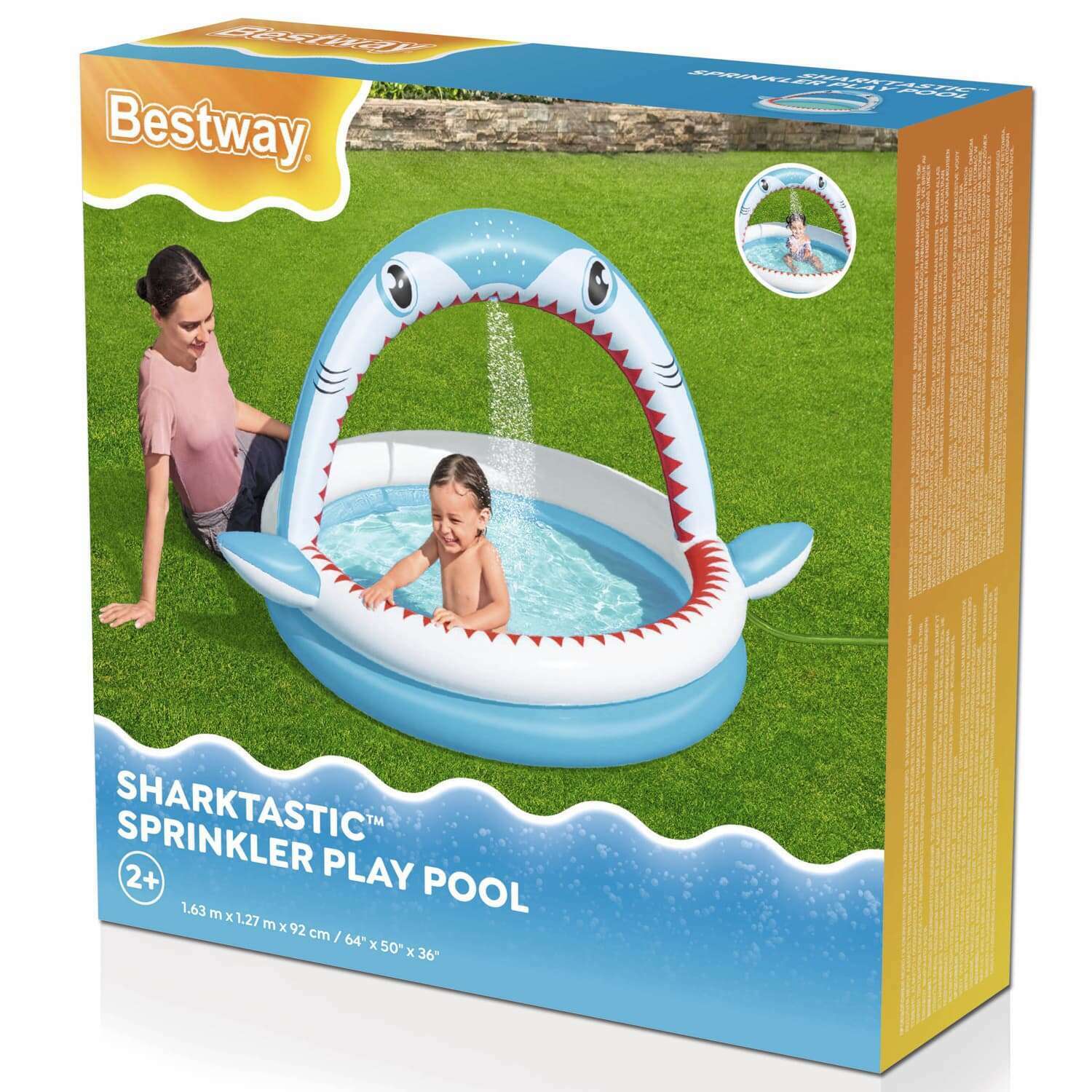 Sharktastic Sprinkler Play Pool 163x127x92cm - Medaid International