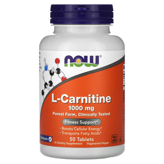 NOW Foods, L-Carnitine, 1,000 mg, 50 Tablets - Medaid International