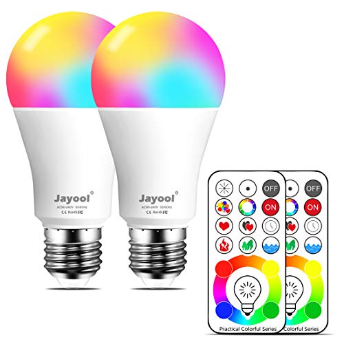 Jayool - 10W E27 RGBW LED Bulb, 120 Colours, Remote Control, Dimmable