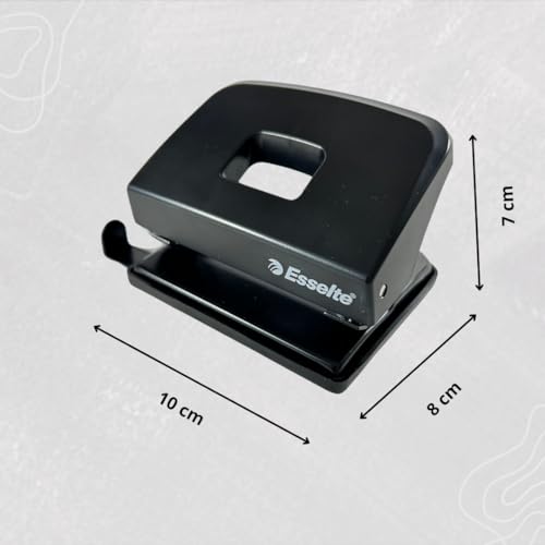 Esselte - Heavy Duty Metal Hole Punch for A4/A5/A6, Punches 20 Sheets, Black