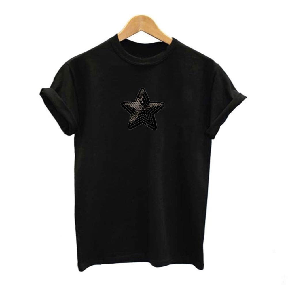 Nifocc Stars Appliques Sequin Black Stars Embroidered Patch Iron On Patches Sewing Applique Stickers Patch for Clothes Jeans Jackets Hats Bags Backpacks Shoes Decorations 10 Pcs Big and Small - Medaid International