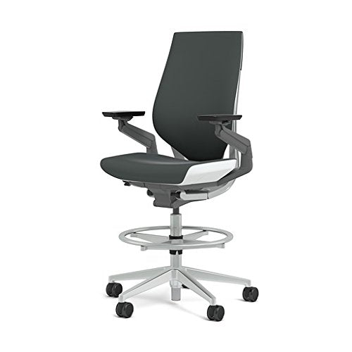 Steelcase Gesture 442 Stool Chair - Cogent: Connect Graphite Fabric, Shell Back, Light on Light Frame, Wheels for Hard Flooring - Medaid International