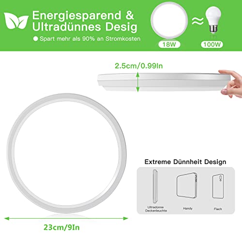Sentasi - LED Ceiling Light with Radar Motion Sensor, 18W, 360° Detection, 5000K