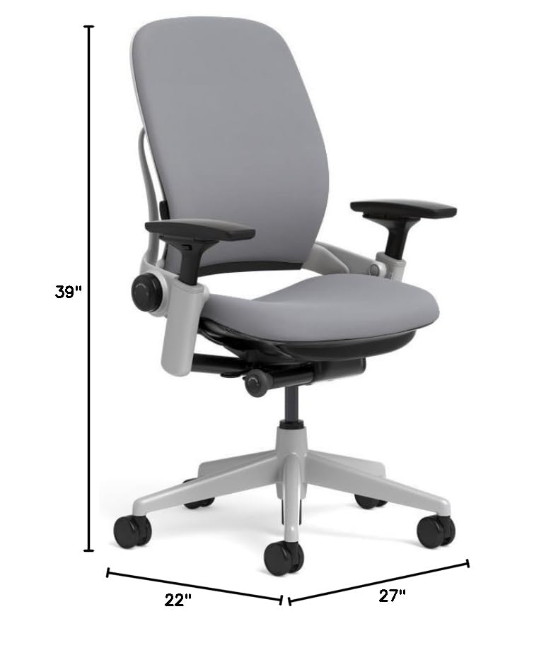 Steelcase Leap Task Chair: Platinum Base - 4D Adjustable Arms - No Headrest - Hard Floor Casters - Medaid International