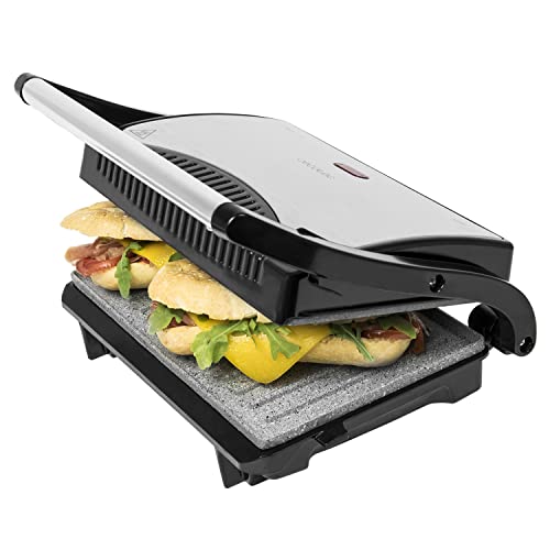 Cecotec - 700W Countertop Griddle with Rockstone Siding, Compact Design