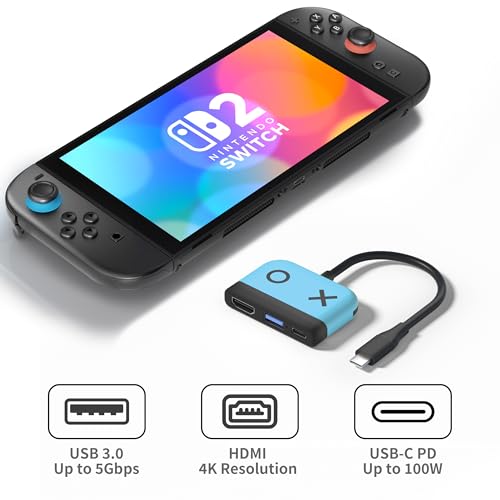 Kstkry - Portable Dock for Nintendo Switch 2 with HDMI, USB 3.0, USB C Charging
