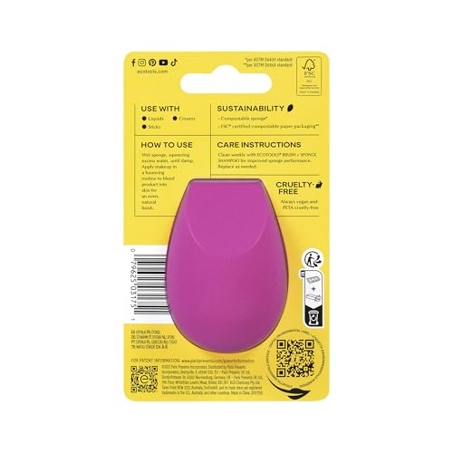 EcoTools Bioblender Makeup Sponge, Compostable Makeup Blender, For Liquid & Cream Foundation, Sustainable, Seamless Application, Eco-Friendly Beauty Sponge, Cruelty-Free & Latex Free, 1 Count - Medaid International