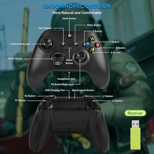 Techken - Wireless Game Controller for Xbox Series X/S & One, Ergonomic Design, Compatible with Elite Series
