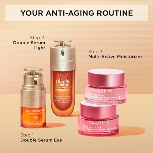 Clarins DOUBLE SERUM LIGHT TEXTURE | Anti Aging Serum | Visibly Firms, Smoothes, Boosts Radiance and Refines Pores | 24H Hydration | Great for Combination to Oily Skin and Humid Climates, 1 Fl Oz - Medaid International