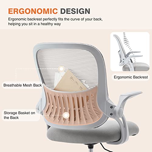 Sweetcrispy Ergonomic Office Desk Chair Mesh Adjustable Swivel Mid-Back Computer Chair with Lumbar Support Comfy Flip-up Arms for Home Office - Medaid International