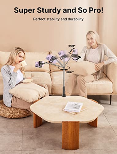 JSAUX Phone Holder for Desk and Bed Compatible with iPhone 16 15 14 13 12 Overhead Phone Mount Gooseneck Phone Stand Flexible 360 Lazy Long Arm Clamp Clip for Table Bedside [1-Pack, Black] - Medaid International