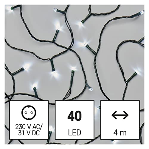 Emos - 4m LED Light Chain Cold White, IP44, 40 LEDs, Timer Function