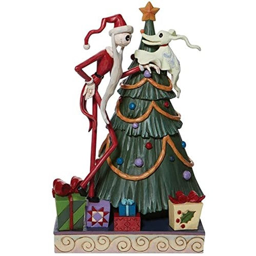 Enesco - Jim Shore Disney Traditions Jack Skellington & Glowing Zero Figurine, 9.75" H x 8" W x 4.75" D