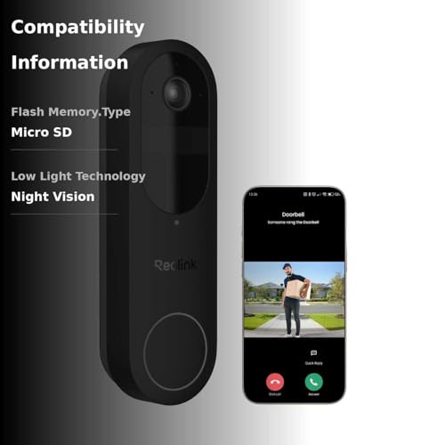 REOLINK Wireless 2K Battery Video Doorbell Camera, 150°x150° Head-to-Toe View, 2.4/5 GHz WiFi, Battery or Wired Power Options, Two-Way Talk, Person/Vehicle/Package Detection(Chime not Included) - Medaid International