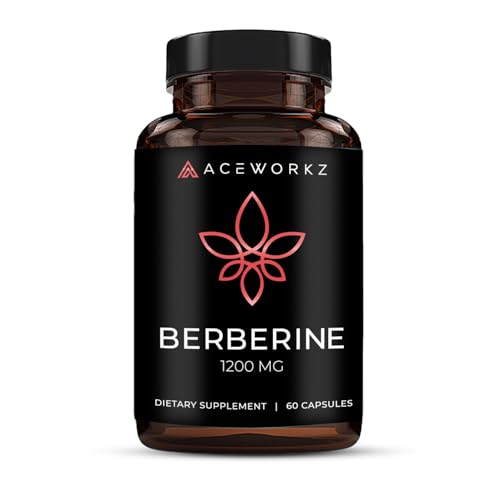 ACEWORKZ Berberine HCL 1200mg Supplement – 97% High Purity – Support Weight Management, Craving Control, Heart & Gut Health (60 Capsules) - Medaid International