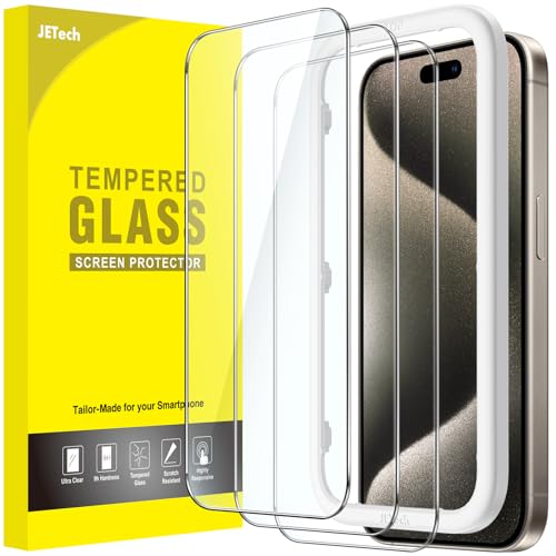 JETech - Tempered Glass Screen Protector for iPhone 15 Pro Max, HD Clear, Easy Installation, Case-Friendly, 3-Pack