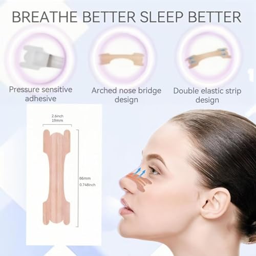 Dladhict - 50 Count Anti-Snore Nasal Strips for Better Breathing & Sleep Relief