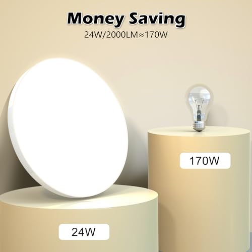 Ouila - LED Ceiling Light 24W 2000LM, IP44 Rated, 4000K for Bathrooms & More