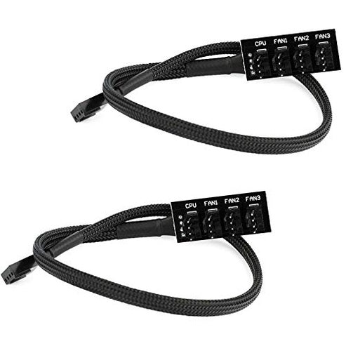 Greluma - 4 Way PWM Fan Hub Splitter, 3/4 Pin Male Connector for CPU Fans