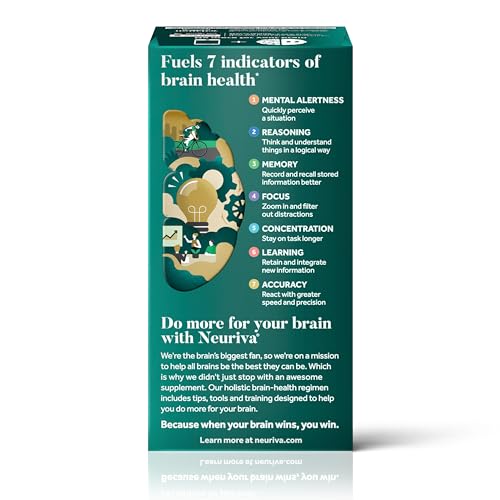 NEURIVA Ultra Decaffeinated Clinically Tested Nootropic Brain Supplement for Mental Alertness, Memory, Focus & Concentration, Cognivive, Neurofactor, Phosphatidylserine, Vitamins B6 B12, 60 Capsules - Medaid International