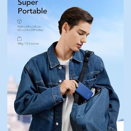 Charmast - 10400mAh USB C Power Bank with LED Display, Ultra Slim Design