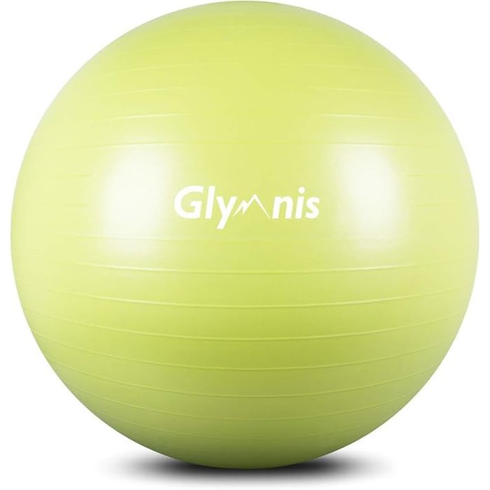 Glymnis - Anti-Burst Yoga Ball for Fitness, Stability, Slip Resistant, Quick Pump