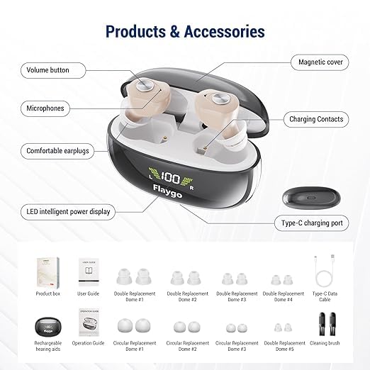 Hearing Aids for Seniors Severe Hearing Loss,Latest 16-Channel Digital Rechargeable Hearing Aid with Intelligent Noise Reduction,Invisible Hearing Amplifier With Portable Charging Case(Black) - Medaid International