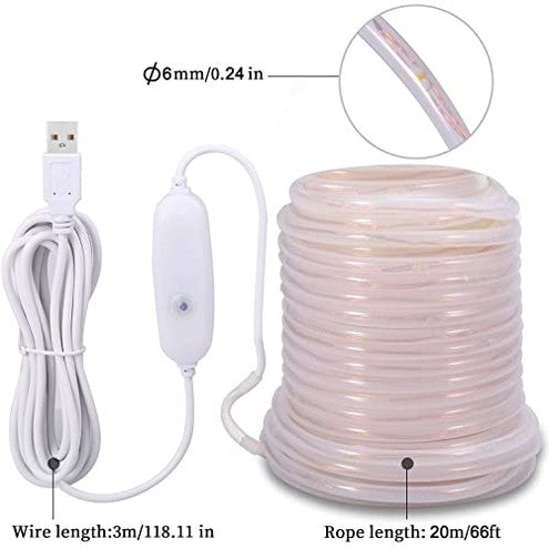 Afufu - 20m RGBY LED Tube Light, IP65 Waterproof, 8 Remote Modes, Timer