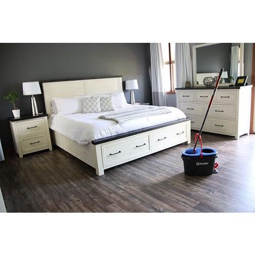 O-Cedar RinseClean Spin Mop & Bucket System + 2 Extra Mop Heads| Clean with Clean Water | Removes 99% of Bacteria - Medaid International