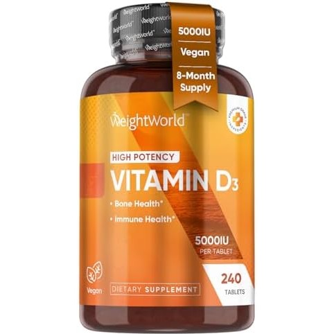 WeightWorld Vitamin D3 K2 5000IU Capsules for Bone Strength & Immune Health - 4 Months Supply Vitamin D3 and K2 Supplements - 120 Vegan D3 K2 Capsules for Women and Men, Non-GMO, Gluten-Free|B0CY288PWZ