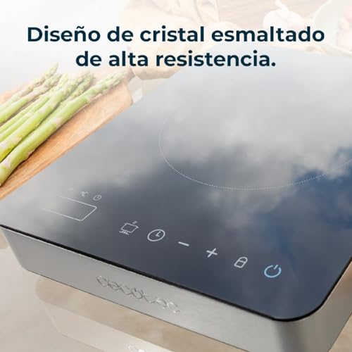 Cecotec - Portable Induction Hob 2000W, Touch Control, 10 Power Levels, Enamel Glass Design