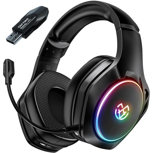 Tatybo - 2.4GHz Wireless Gaming Headset with Detachable Mic, 20hr Battery