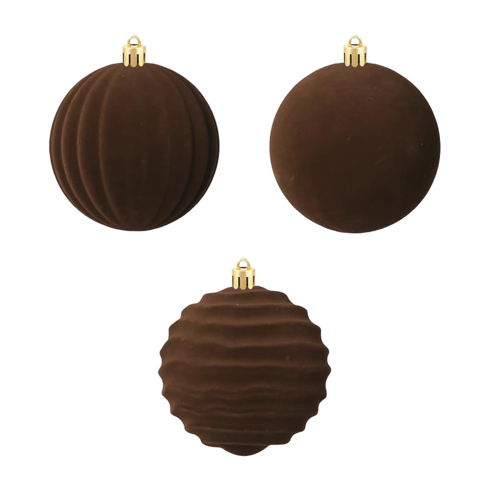 4Pcs Brown Christmas Ball Ornaments, Velvet Spiral Hanging Decor for Xmas Tree, Holiday for Birthday Halloween Holiday Wedding Home Decorations - Medaid International