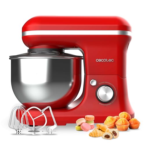 Cecotec - 1200W Red Mixer with 5L Bowl, 6 Speed Levels & Planetary Movement