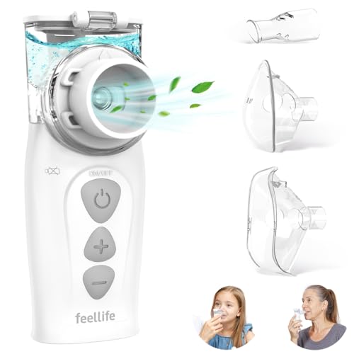 Feellife - Portable Nebuliser for Adults & Kids, Rechargeable, Silent, Easy to Clean