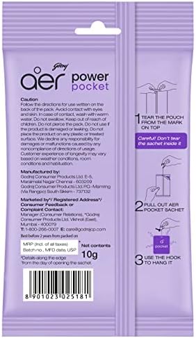 Godrej Aer Power Pocket Bathroom Fragrance -Lavender Bloom 10g - Medaid - Lebanon