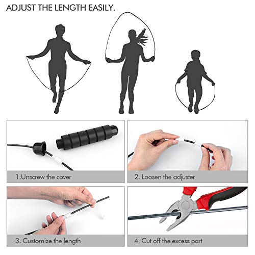 Jump Rope, Tangle-Free Rapid Speed Jumping Rope Cable with Ball Bearings for Women, Men, and Kids, Adjustable Steel Jump Rope Workout with Foam Handles for Fitness, Home Exercise & Slim Body|B09DF9NWC7