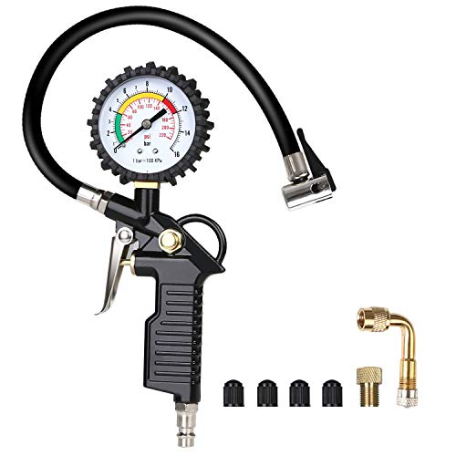 Uraqt - Tire Pressure Gauge with Inflator, 220 PSI, Quick Connect Coupler