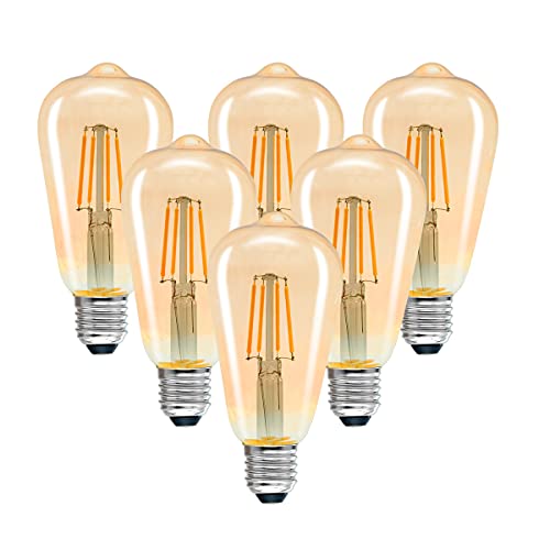 Uc - Vintage E27 Edison LED Bulbs 6 Pack, 2700K Warm White, Energy Saving