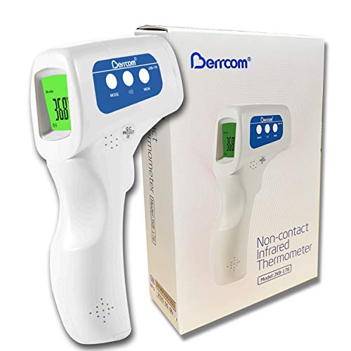 Berrcom - Non-Contact Infrared Forehead Thermometer with Fast Readings & Fever Alarm